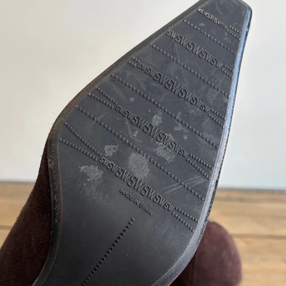 Stuart Weitzman Dark Brown Suede Heels - Picture 6 of 8